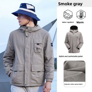 Jeep | Jeep Mens Double-Sided Fleece Jacket Outdoor Lightweight Warm Water-Resistant Hooded Coat Cotton Nylon Casual Jacket