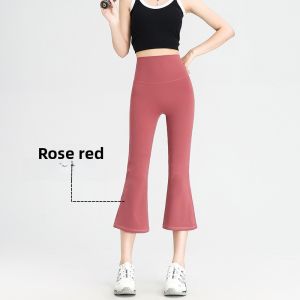 miiow | High Waist Flared Pants Womens 2025 New Style Seven-Foot Straight Shark Base Pants Slimming Effect Casual Nylon Spandex