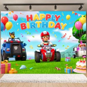 Paw Patrol | Blue PAW Patrol Birthday Party Decoration Tablecloth Plate Cake Top Cover Digital Balloon Banner Prop Baby Shower Backdrop Gift