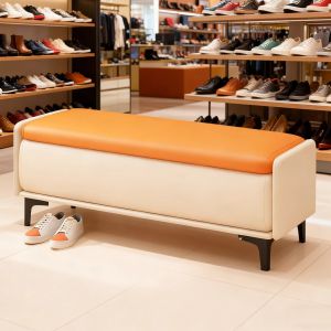 Luxury Cat Scratch Leather Bed End Bench Coat Rack Storage Bench for Home Entrance Long Storage Bench for Clothing Store