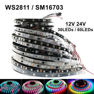 WS2811 SM16703 5050 RGBIC Led Lights DC12V 24V RGB Led Strip Light IP65 IP68 Waterproof Smart Pixels Magic Light Black White PCB