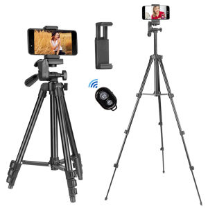 Portable Tripod for Phone Lightweight Camera Tripod Stand with Bluetooth Selfie Remote Phone Holder for Phone Video Photography