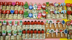 Set 10 kẹp gỗ và dây treo ảnh cute nhiều mẫu