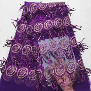 Vải Ren Lưới Màu Hồng Cao Cấp Với Họa Tiết Tròn Đính Sequin Dùng Cho Váy Cưới Và Trang Phục Dạ Hội Cao Cấp Thân Thiện Với Môi Trường 100% Polyester