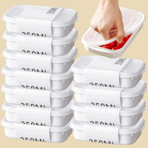 10ชิ้น กล่องเก็บอาหารญี่ปุ่นมีฝาปิด / กล่องพลาสติกใส่อาหารสีขาว / กล่องข้าวเบนโตะ / กล่องอาหารสดแช่เย็นสำหรับผัก ผลไม้ เนื้อสัตว์ / กล่องจัดระเบียบอาหารย่อยแช่เย็น