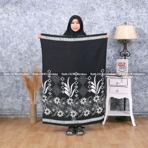 NEW SARUNG SANTRI WANITA GOYOR MONOCROM RAYON  ALIZARMART MOTIF DAUN KEMBAR