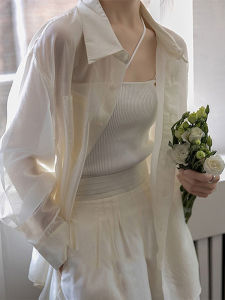 Sun Protection Silk Chiffon Womens Shirt Thin Design Sensation Summer New Style Outerwear Cardigan Sweet Japanese Style Long Sleeve Polo Collar