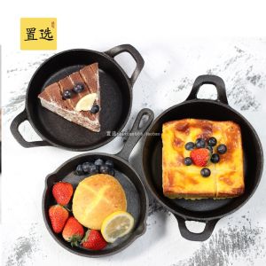 Cast Iron Frying Pan Dutch English Muffin Frying Pan Uncoated Exported to Japan 16cm Small Pot Mini Omelette Oven