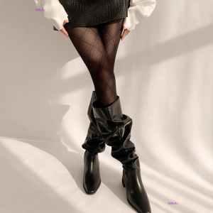 【♡Lovely girls house♡】Black Mesh Socks for Women Breathable Long Elastic Thin Silk Stocking Tights Stockings