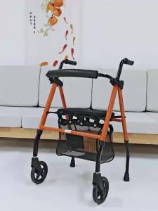 Elderly Trolley Walker  Walking Frame For Elderly Rollator Foldable with Shopping Basket Drop-Resistant and Seated 助行器