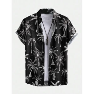 Mens shirts Hawaiian coconut patterned tops new summer fashion mens clothing casual short-sleeved button shirts shirts