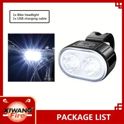 Bicycle Front & Rear Light Set Rechargeable LED Headlight Taillight Portable Floodlight Cycling Night Riding Lighting Accessory
