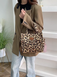 OKKFINE Cartoon Lunch Bags With Zipper Thickening Storage Bag Casual Canvas Tote Bag Work