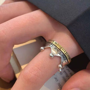 Corinna Retro Letter Contrasting Crown Ring Women Niche Open Ring Light Luxury Personalized Ring