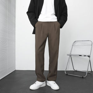 Mens Autumn Winter New Loose Straight Leg Pants Drapey Suit Trousers No Ironing Required Floor Length Wide Leg West Pants