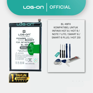 Baterai Log on BL-49FX Untuk Infinix Hot 8 / Hot 9  / Hot 20i  / Note 7 Lite / Smart 6 / Smart 6 Plus BL49FX Power Boost 5000mAh Original 1 Tahun Garansi Battery Batre