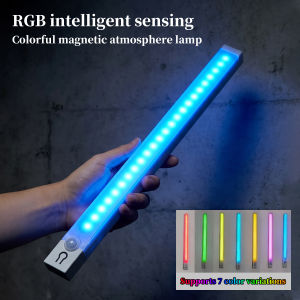 Rechargeable Magnetic Cabinet Light RGB LED Motion Sensor USB-C Wireless Night Light with 5 Modes for Closet Gaming Atmosphere