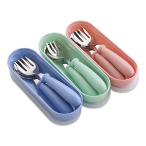 Baby two-piece gadget Tableware set Childrens tableware Stainless steel toddler tableware Tableware Cartoon baby food feeding s