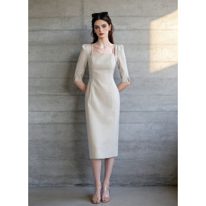 PIAOYA | Đầm Dài Ngắn Elegent Giúp Gầy