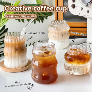 Curve Coffee Latte Borosilicate Glass Mug Christmas Gift Aesthetic Nordic Water Cup