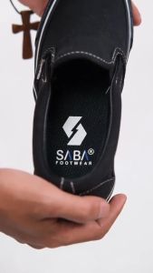 SABA Vintage Slip On Black Cookies - Sepatu Sneakers Casual Pria Wanita 100% Original - VTG 25