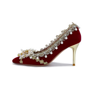 Elegant Red High Heel Wedding Shoes for Women Beautiful Tassel Detail Spring 2025 Style Chinese Wedding Banquet Single Shoes