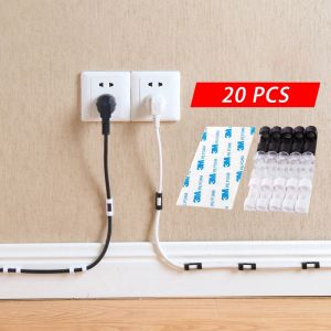 20Pcs Cable Organizer Clips Cable Management Desktop & Workstation ABS Wire Manager Cord Holder USB Charging Data Line Bobbin Winder