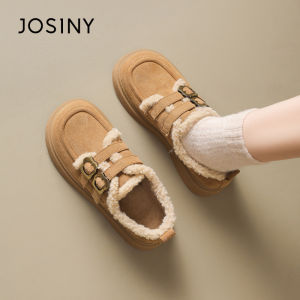 Josiny | Warm Thick Heel Womens Loafers Winter Small Size