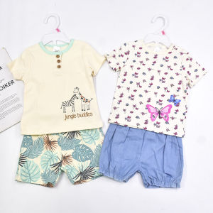 Bộ Đồ Trẻ Em Mùa Hè Tay Ngắn Quần Short Cotton Thường Ngày Cho Bé Trai Và Bé Gái Bộ Đồ Hai Mảnh Cho Bé Từ 1-3 Tuổi