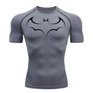 Bat Printed Mens Tight T-Shirt Running Compression Compression T Shirt Gym Fitness Jogging Short Sleeve Male Casual Shirt Tops