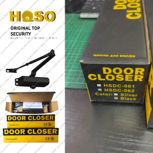HOSO Heavy Duty Hydraulic Door Closer 60-80kg Mechanical Automatic Closer with Hold-Open Function Matt Black Silver