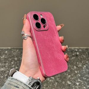 Classy Denim Leather Pattern Cement Gray for Apple 16promax Phone Case Iphone15promax Lens Protector 14pm All-Inclusive 13 Non-Stick Fingerprint 11 Drop-Resistant Niche Style Female 12pm Protective Case