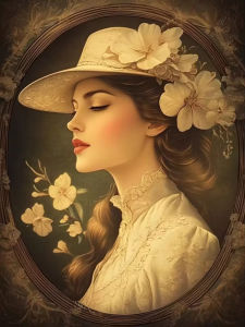 BILIBILI | 5D DIY Diamond Painting 2026 Full Diamond Mosaic Vintage Floral Lady Artwork Diamond Embroidery Kit Rhinestone Home Decor Cra