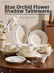 Retro French Style High Appearance Ceramic Tableware Set Underglaze Colored