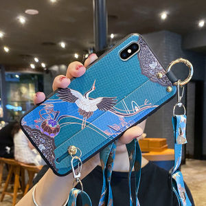 Silicone Phone Case for iPhone Xs Max with Lanyard Mens Womens Full Cover Anti-fall Soft Shell Protective Cover Apple X XR