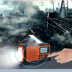 For Spanish Christmas Gift Emergency Solar Power Radio Hand Crank Charging AM/FM SOS Alarm Radio Led Read Flashlight power bank