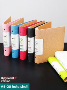 High-End A5 Loose-Leaf File Folder Leather Cover 20-Hole Document Folder 32K Card Storage Folder Multi-Hole Page Insert Folder Office Stationery