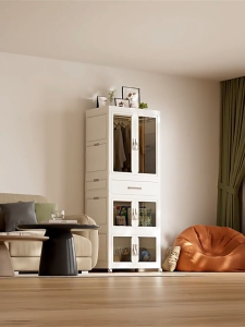 Foldable Wardrobe Movable Baby Wardrobe Large Capacity Layered Storage Cabinet Transparent Closet