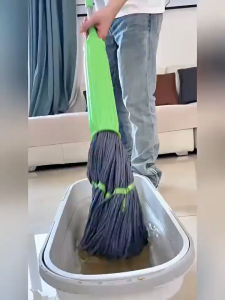 Kain pel lantai peras tarik putar otomatis praktis microfiber DZ