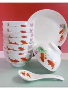 Ceramic Bowl For Home Rice Bowl High Temperature Resistant Suit Bowl Dish & Plate Eating Bowl Rice Bowl Plate Tableware Noodle Bowl Soup Bowl Spoon