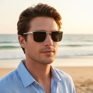 New Ultra-light Business Style Men’s Sunglasses With Rectangular Frames Fashionable For Outdoor Driving And Sun Protection 5150