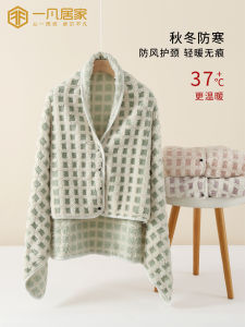 Flannel Japanese Style Plaid Pajamas Womens Tops Single Long Sleeve Coral Fleece Winter Fleece-lined Thickened Shawl Home Wear