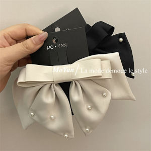Elegant Satin Hair Clip with Butterfly Knot Top Clip Spring Clamp Womens Fashion Hair Accessories Celebrities Favorite