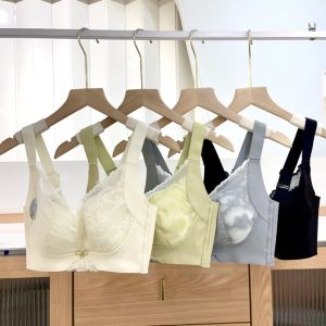 Ultra-Thin Breathable Antibacterial Non-Magnetic Bra Piece Cup Slimming Comfortable Womens Underwear Floral Pattern Urban Style