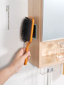 Bathroom Wall Mounted Mirror Cabinet Comb Storage Rack Iron Material Modern Style No Drilling Required Bathroom Organizer