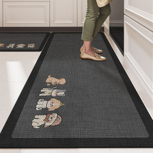 Cartoon Flax Style Kitchen Mat Silica Gel Absorbent Anti-slip Anti-oil