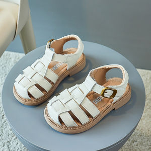 Girls Summer Sandals Princess Head Cover Shoes Soft Bottom Roman Style Baby Shoes Casual Magic Tape Closure Beach Shoes