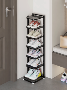 Narrow Iron Art Shoe Rack Indoor Doorway Home Entryway Multi-layer Simple Design Small Size Easy-to-Assemble Metal Shoe Cabinet