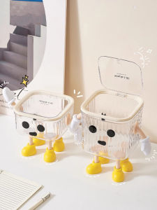 Desktop Trash Can Cute Home Use with Lid High Aesthetic Value Study Bedroom Table Top Press Type Creative Storage Box