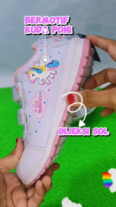 Sepatu Sekolah Sneakers Anak Perempuan Kecil Kekinian Ando Minicorn Velcro Perekat Tempel Size 29 sd 32